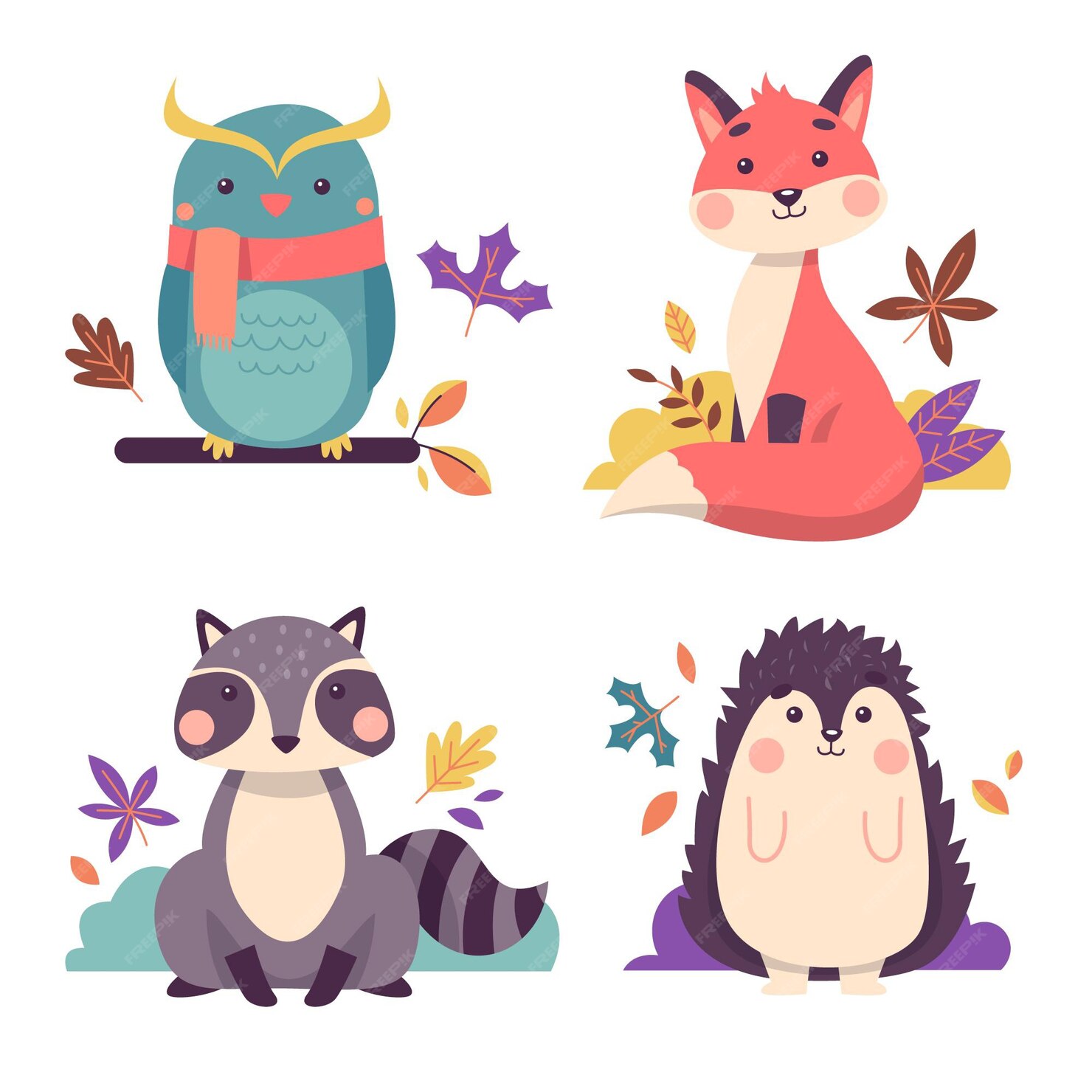 Free Vector Autumn animals collection