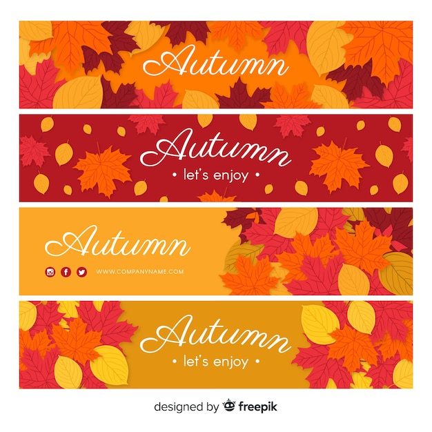 Free Vector Autumn banner template flat design
