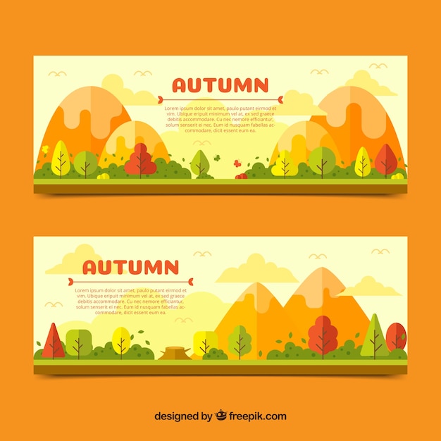 Autumn banner with landscape design
