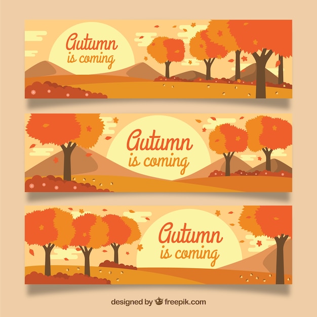 Autumn banners with landscape