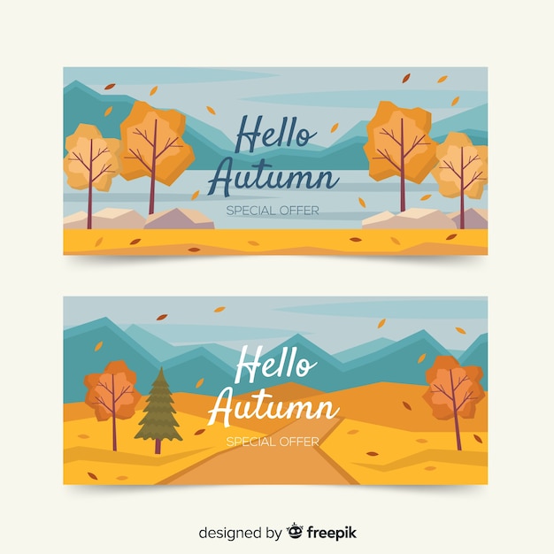 Autumn banners with landscape