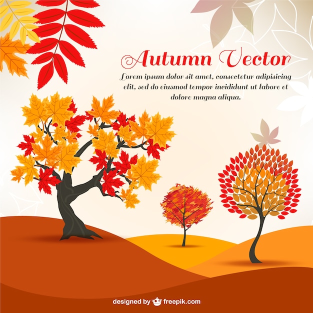 Autumn cartoon trees in the background Vector | Free Download