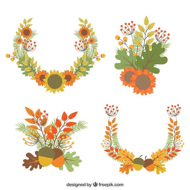 Download Free Vector | Autumn floral elements