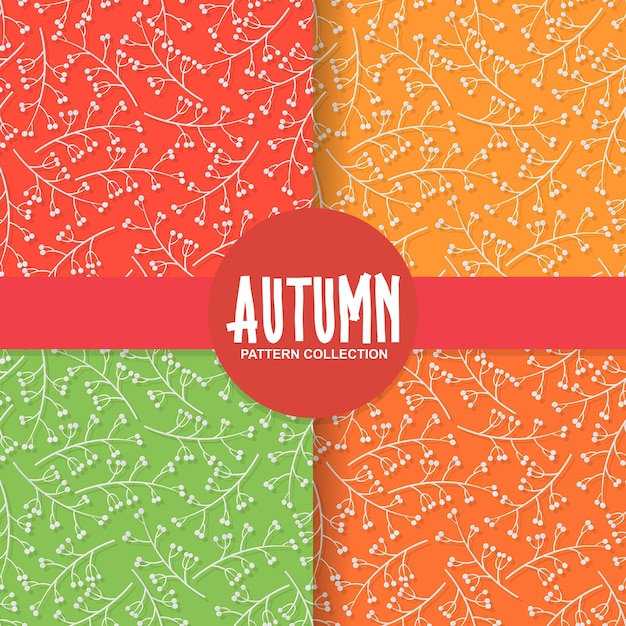 Autumn floral paper background with cherry fruit on colorful background Premium Vector