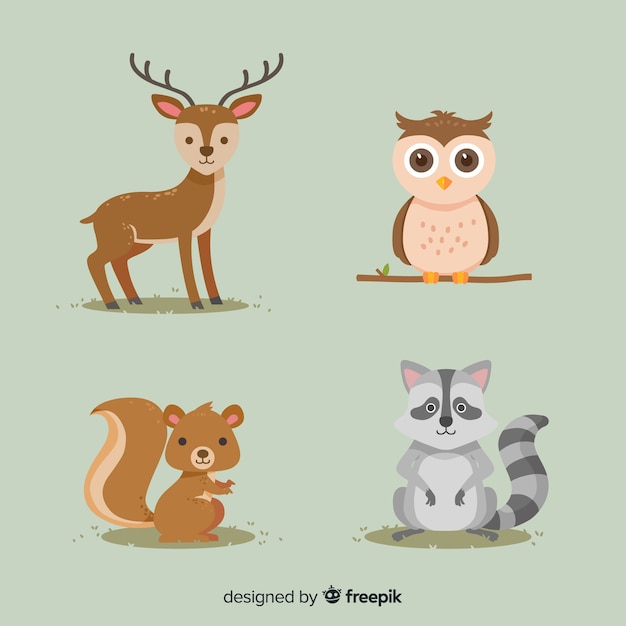 Download Free Vector | Autumn forest animals flat design