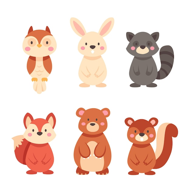 Download Autumn forest animals pack | Free Vector
