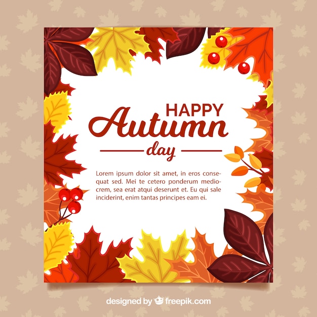 Free Vector Autumn Greeting Card With Flat Design