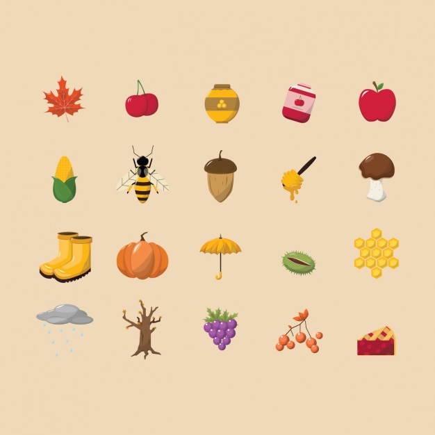 Download Free Vector | Autumn icons collection