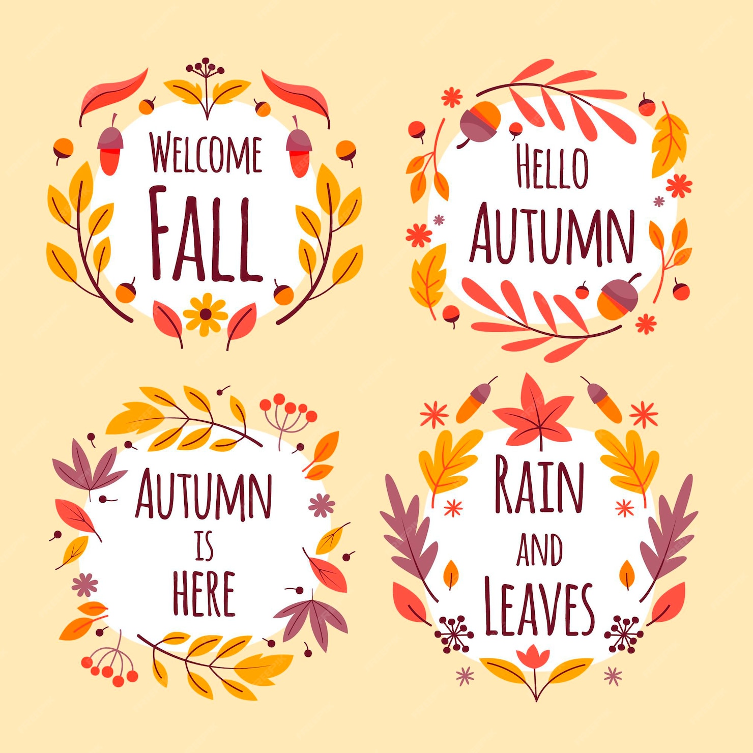 Free Vector | Autumn labels collection