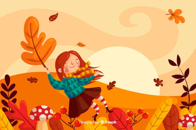 Autumn landscape background flat designlan Vector | Free Download