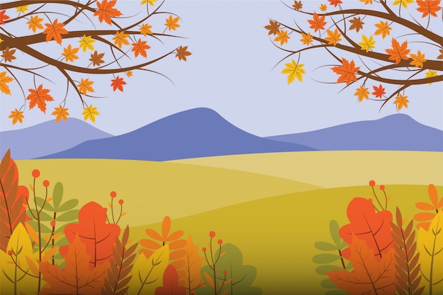 秋の風景イラスト プレミアムベクター