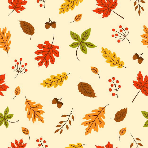 Premium Vector | Autumn leaf seamless pattern for wallpaper