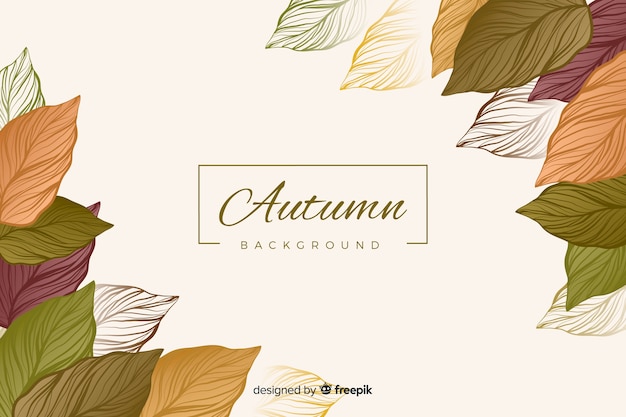 Autumn Leaves Background Flat Design Free Vector