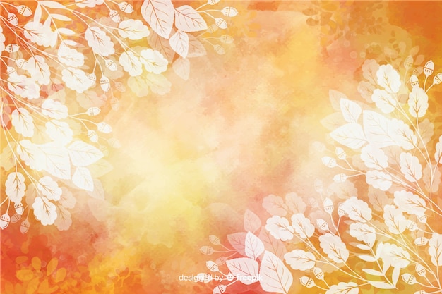 Autumn leaves background watercolor design Vector | Free Download