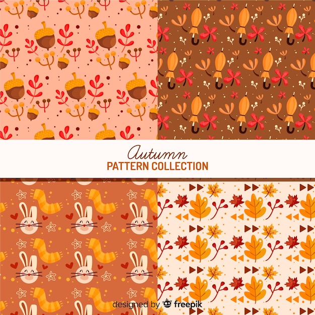 Autumn pattern collection flat style Free Vector