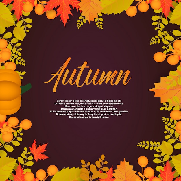 Autumn poster with leaves and floral elements | Premium Vector