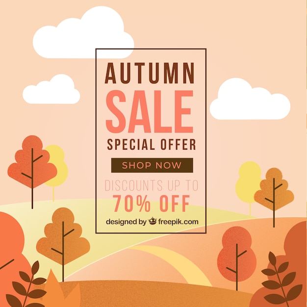 Autumn sale background with landscape