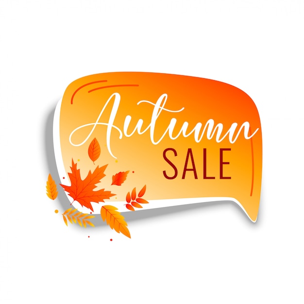 Autumn sale chat bubble with orange\
leaves