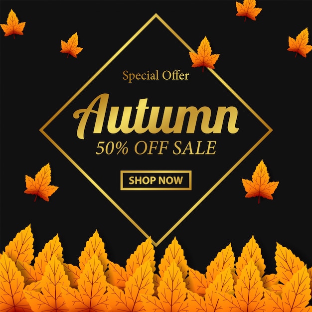 Premium Vector | Autumn sale offer leaves fall template