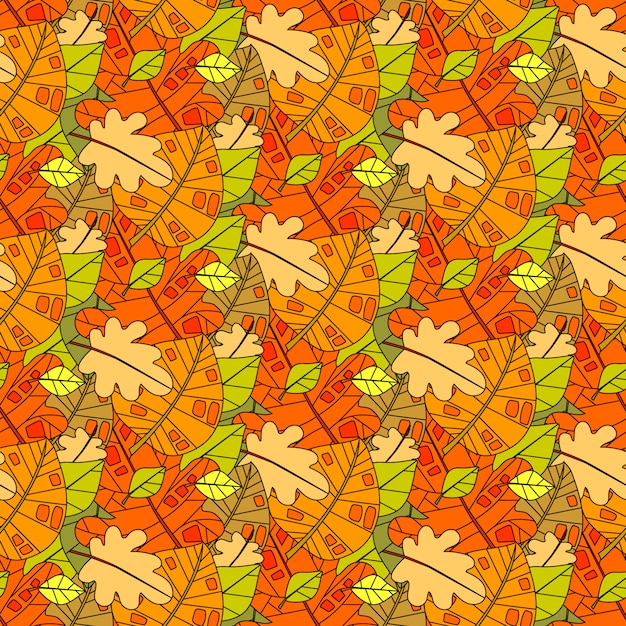 Autumn seamless pattern colorful leaves ornament fall season | Premium ...