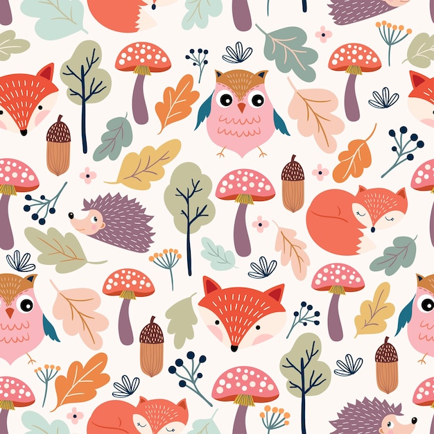 Premium Vector | Autumn seamless pattern in hand drawn