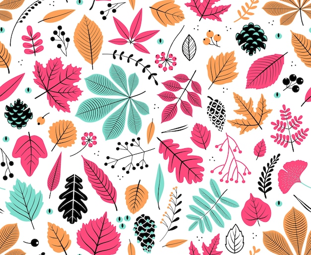 Premium Vector | Autumn seamless pattern with leaf, autumn leaf ...