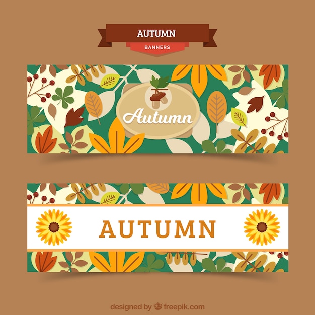 Autumn season banners with vegetation