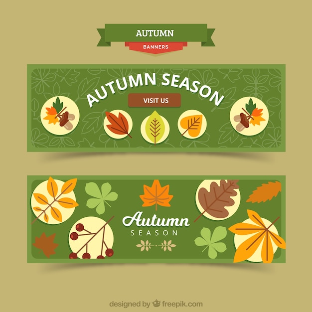 Autumn season banners with vegetation