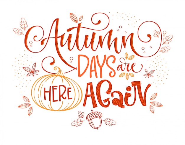 Premium Vector | Autumn season quote. hand drawn modern calligraphy.