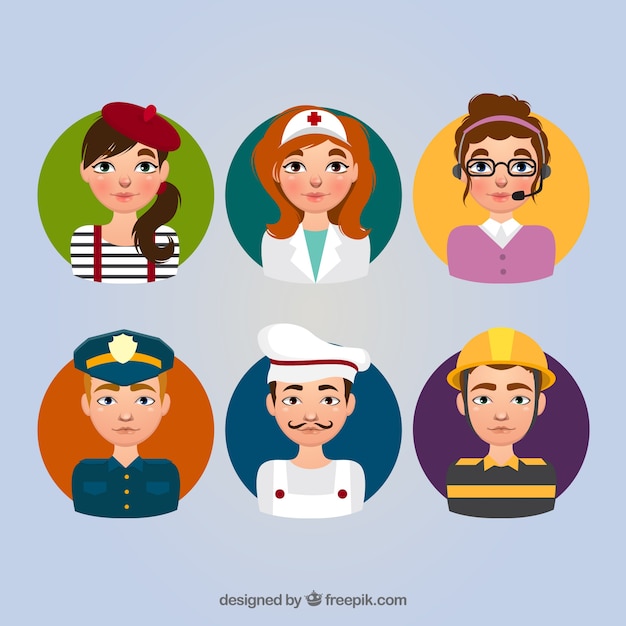 Download Avatar pack with professional men and women Vector | Free ...