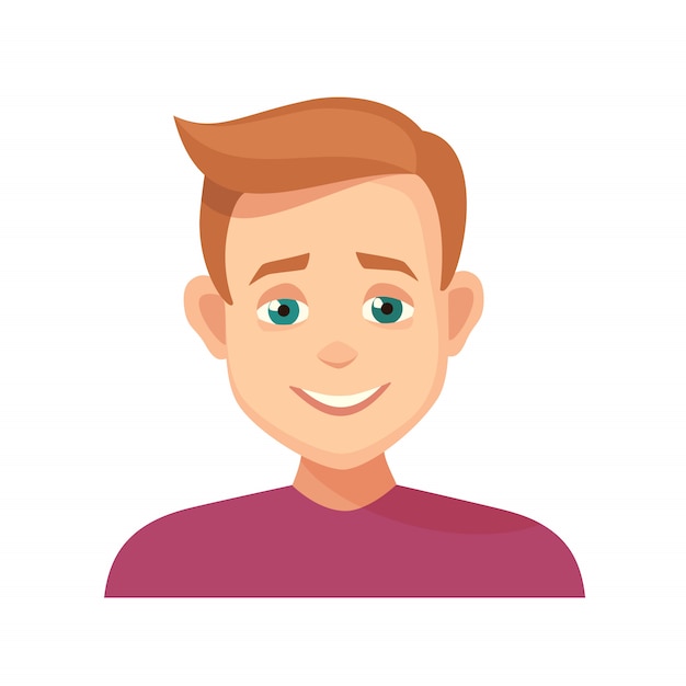 Premium Vector | Avatar smiling boy facial expression. icon isolated ...