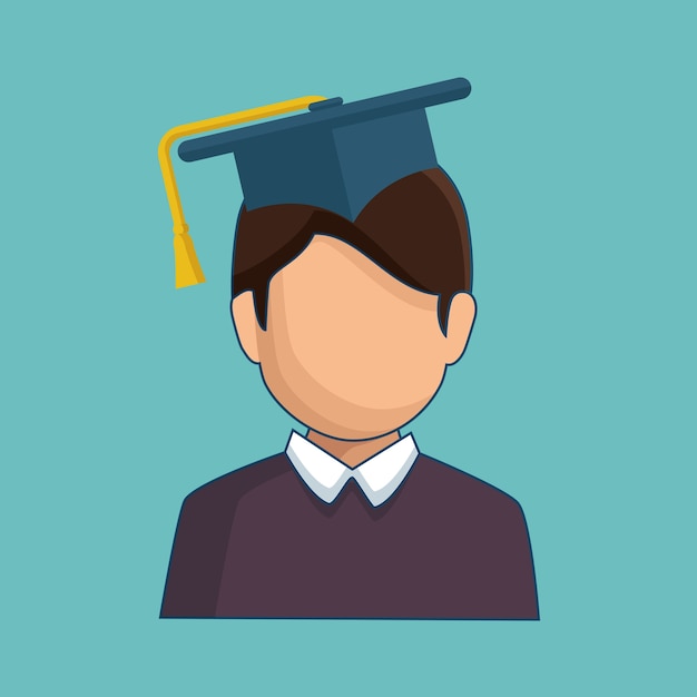 Premium Vector | Avatar wearing a graduation cap over teal background ...