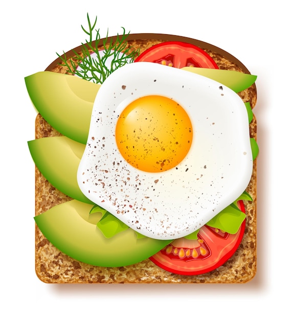 Premium Vector Avocado toast with fresh slices of ripe avocado