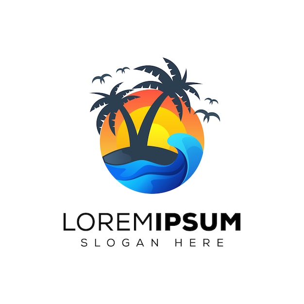 Premium Vector | Awesome beach sumer, ocean logo design template