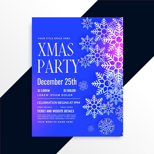 Free Vector | Awesome blue snowflakes christmas party flyer design