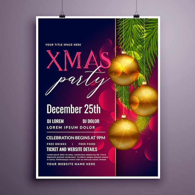 Premium Vector | Awesome christmas party flyer poster design template