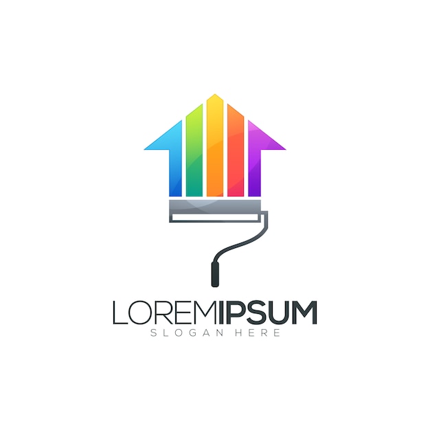 Awesome house paint logo design | Premium Vector