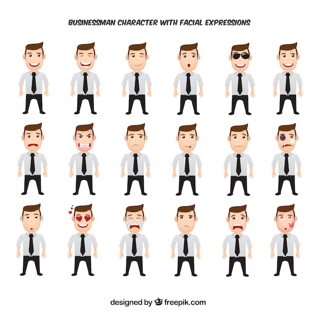 Awesome pack of businessman character with
facial expressions