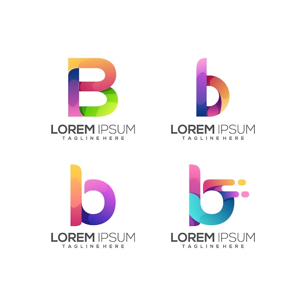 Premium Vector | Awesome Set B Letter Logo Colorful Abstract