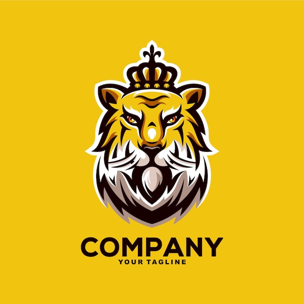 Premium Vector | Awesome tiger king mascot logo design illustration