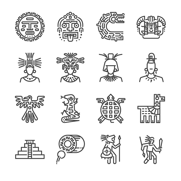 Download Free Aztec Line Icon Set Premium Vector Use our free logo maker to create a logo and build your brand. Put your logo on business cards, promotional products, or your website for brand visibility.