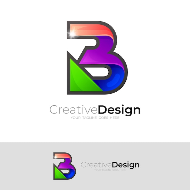 Premium Vector | B Icon Glossy, Letter B Logo With Colorful Design