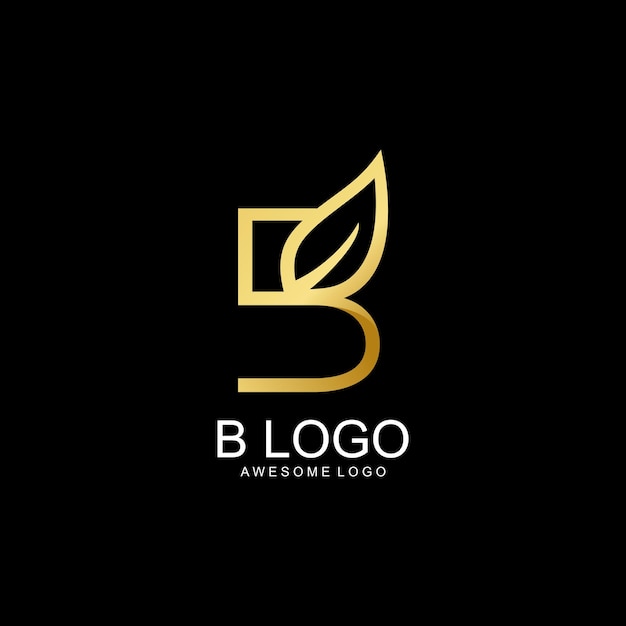 Premium Vector | B initial leaf logo gold color gradient luxury