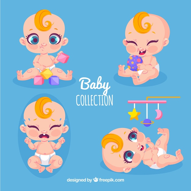 Babies collection in flat style