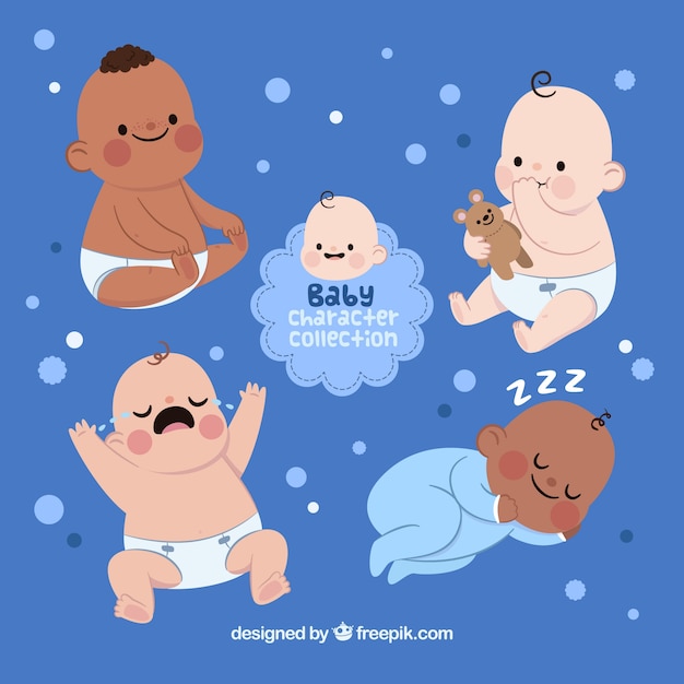Babies collection in hand drawn style
