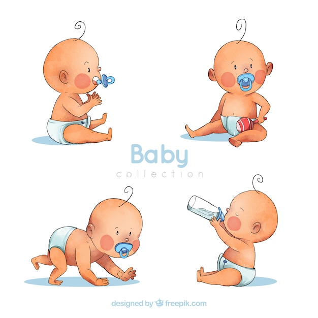 Babies collection in watercolor style