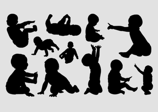 Download Baby activity silhouette Vector | Premium Download