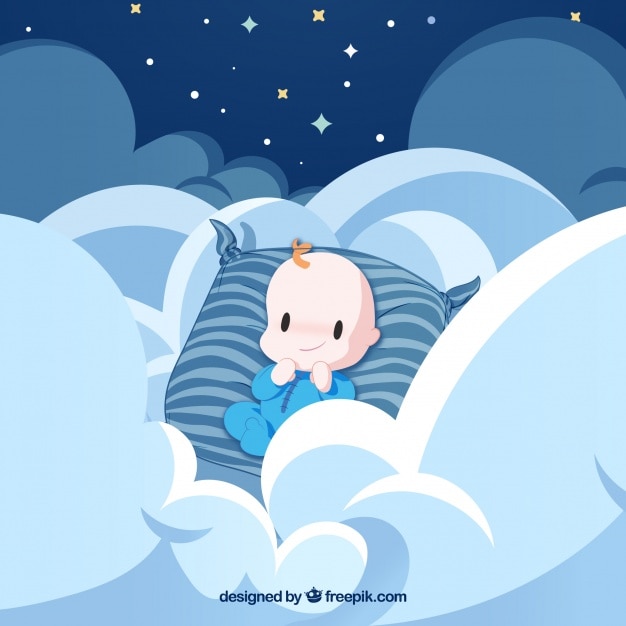 Download Baby angel with cloud and blue stripes Vector | Free Download