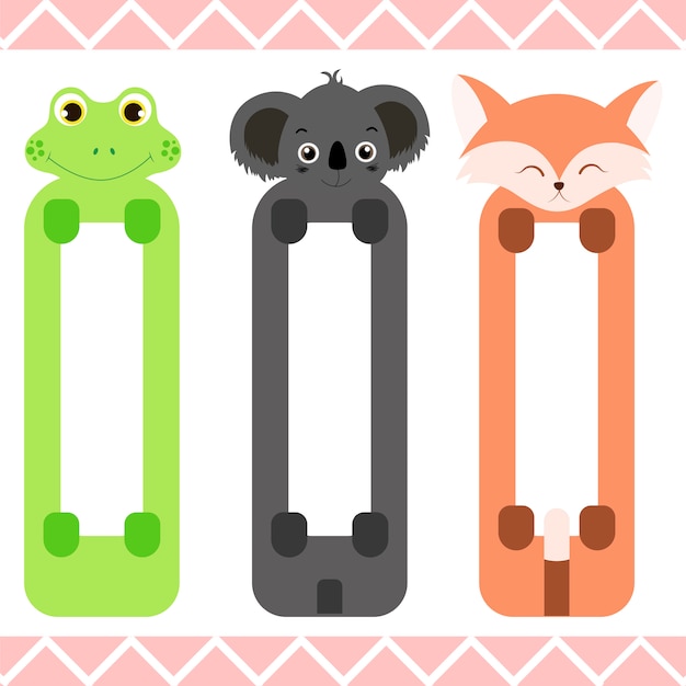 Premium Vector | Baby bookmarks with cute animals