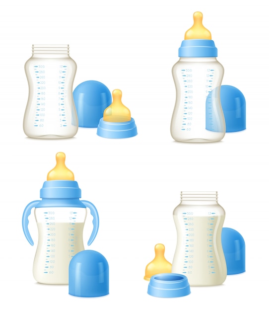 Download Free Vector | Baby bottle realistic constructor set